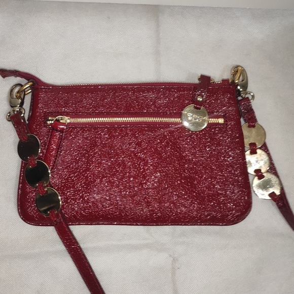 TOSCA BLU Italian Designer Cherry Leather Coffee Run Crossbody Bag - Picture 14 of 16